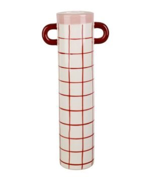 Vase 2 Anses Artist Rose Bordeaux 13 x 7,5 x H32,5 cm, Yliades