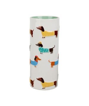 Vase Teckel Jaune Vert Rose D8,5 x H21 cm, Yliades