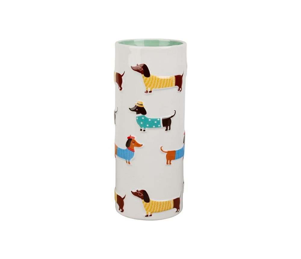 Vase Teckel Jaune Vert Rose D8,5 x H21 cm, Yliades